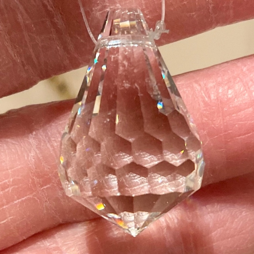 Teardrop Prism Crystal Christmas Ornament Pendant Glass 1” Faceted Small